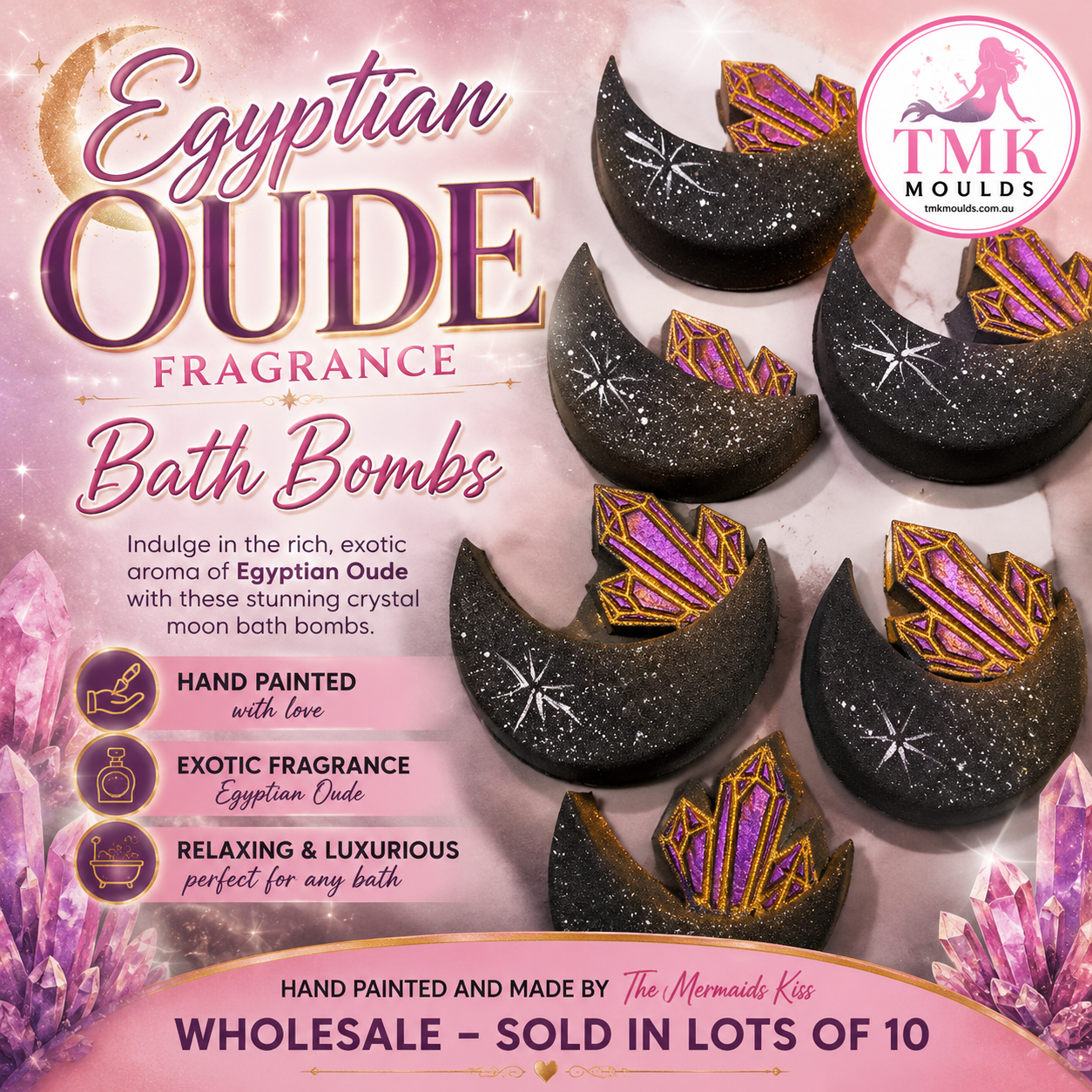 Crystal Moon Black Bath Bombs WHOLESALE x10