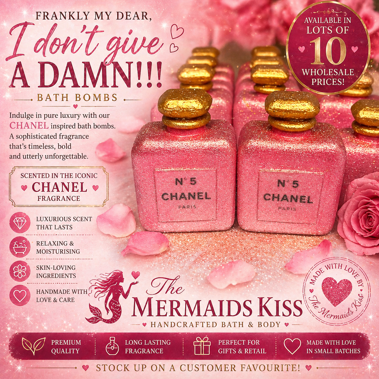 10x Square Perfume Bottle Gembox Bath Bombs WHOLESALE
