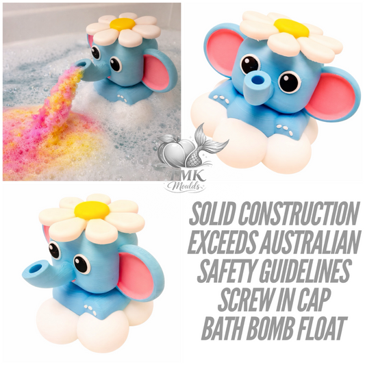 3D Printed Bath Bomb Float Evie the Elephant. Designed and made by TMK