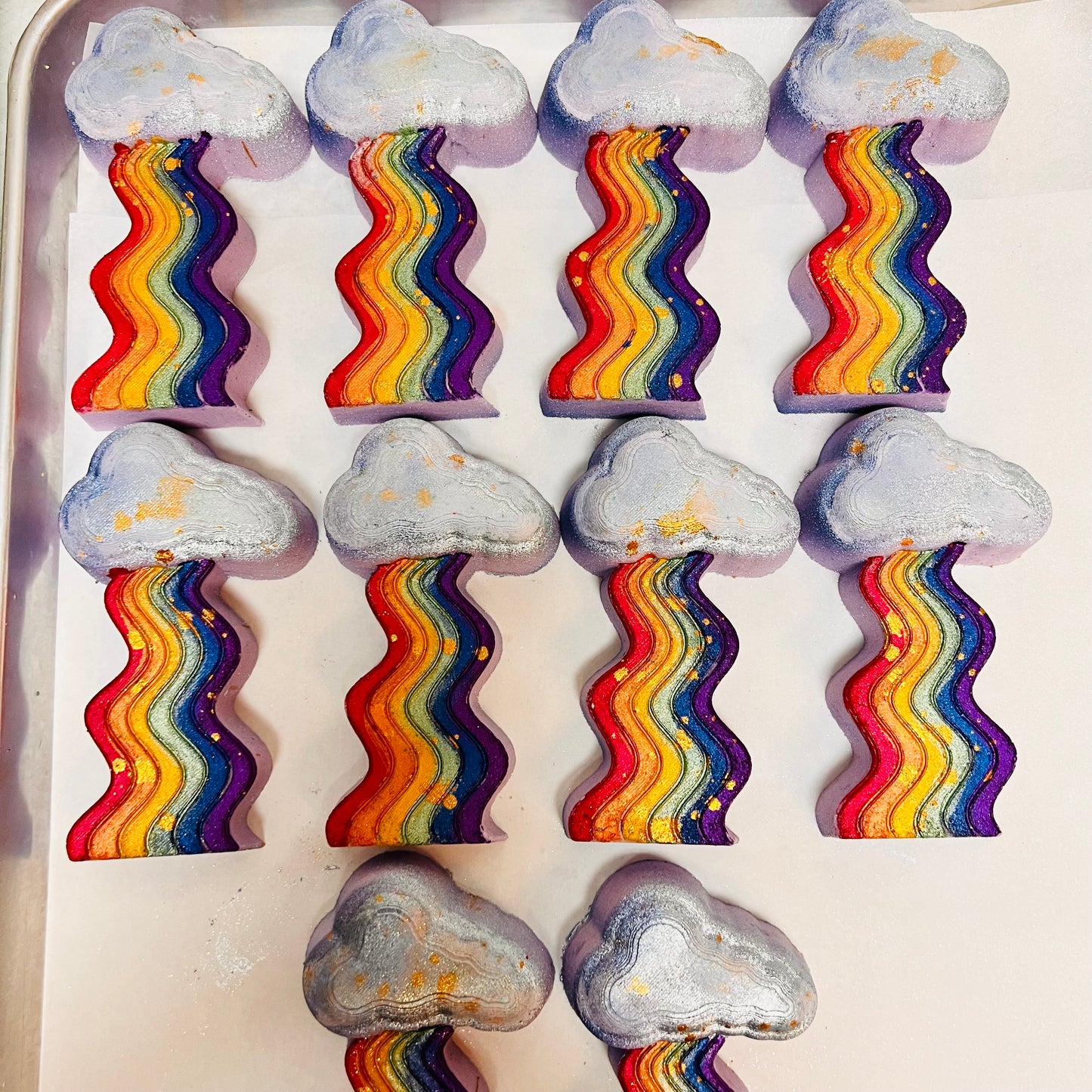 10x 210gm on Backing Boards Large Drippy Rainbow Bath Bomb WHOLESALE