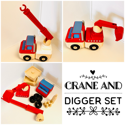 Click & Connect Vehicles Crane & Digger Trucks Set 18 Pieces