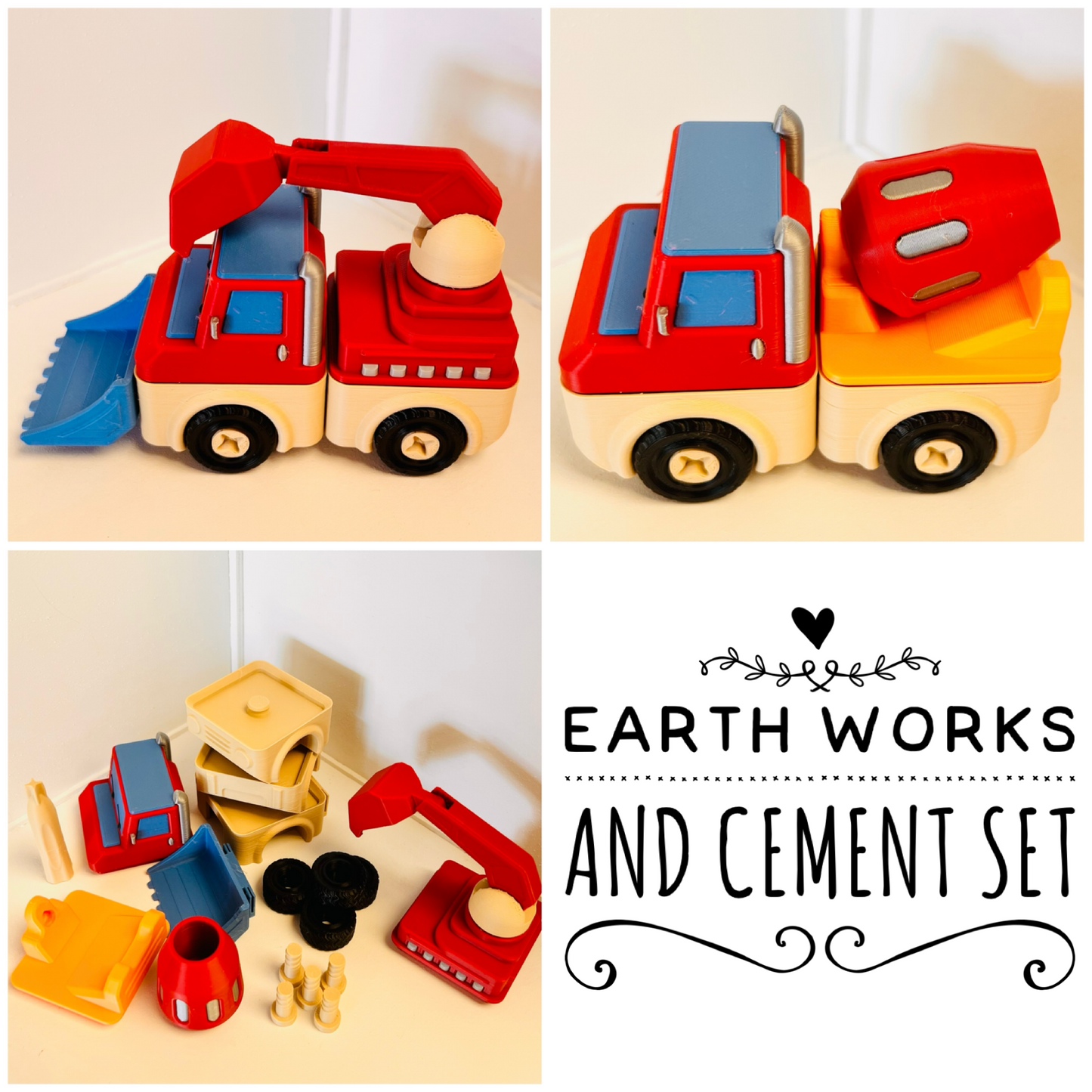 Click & Connect Vehicles Earth Works & Cement Trucks Set 20 Pieces