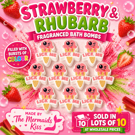 Strawberry & Rhubarb Cheeky Bath Bombs WHOLESALE x10